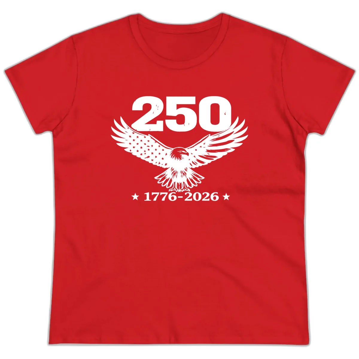 America 250th Anniversary Eagle Design Ladies Tee in Red
